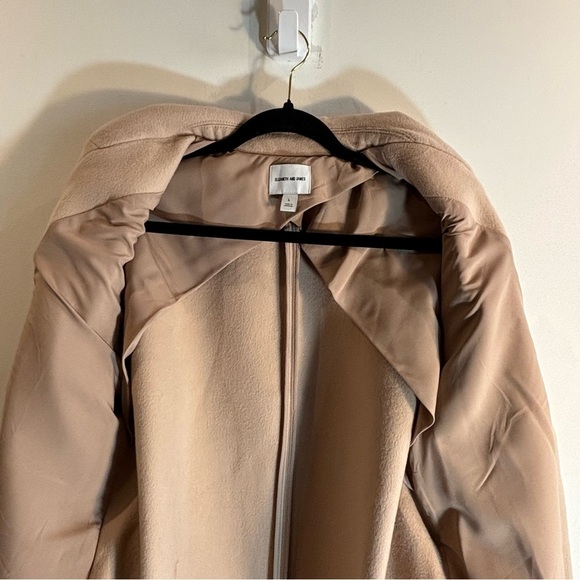 ELIZABETH and JAMES Sz L Coat Partly Lined Oversized Belted Peek Lapel Pockets - Picture 7 of 12
